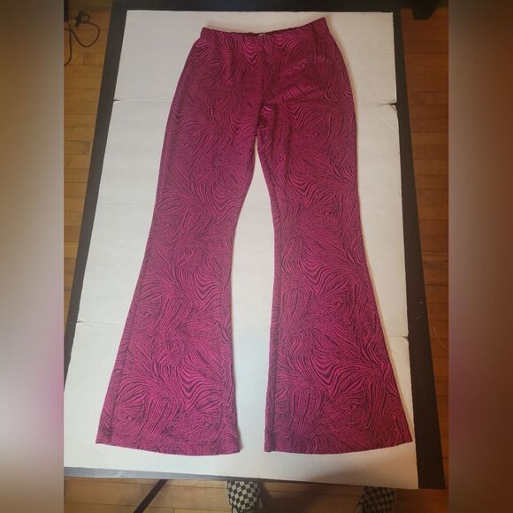 Zara Trouser Fuchsia Flare Pants Size M - Picture 2 of 8